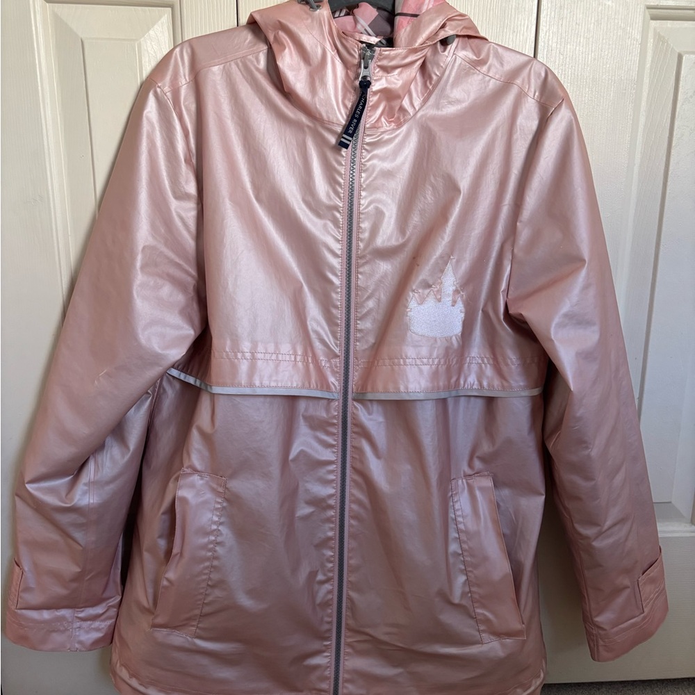 Pretty Little Monograms rose gold castle rain jacket
